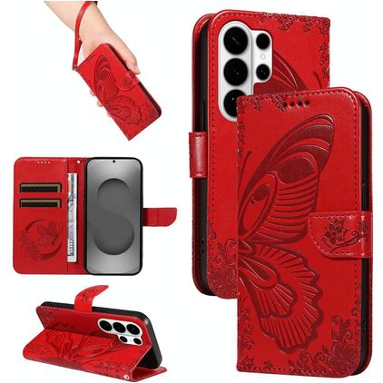 Mobigear Butterfly Samsung Galaxy S26 Ultra Hoesje Bookcase Portemonnee - Rood