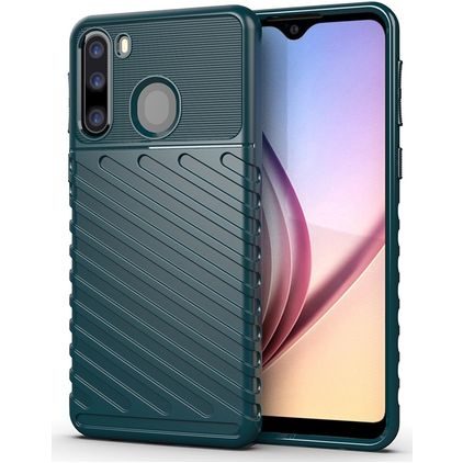 Mobigear Groove Samsung Galaxy A21 Hoesje Flexibel TPU Backcover - Groen