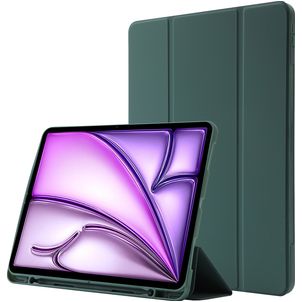 Mobigear Tri-Fold Gel iPad Air 13 Inch (2024) Hoes TPU,Kunstleer Bookcase + Stylus Houder - Groen