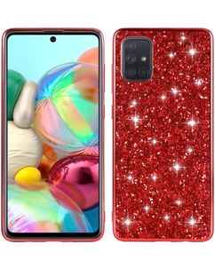 Mobigear Glitter Samsung Galaxy A51 Hoesje Hardcase Backcover - Rood