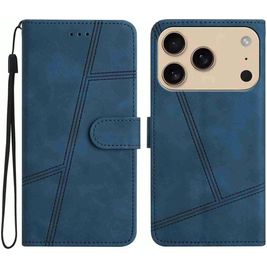 Mobigear Stitch iPhone 17 Pro Max Hoesje Bookcase Portemonnee - Blauw