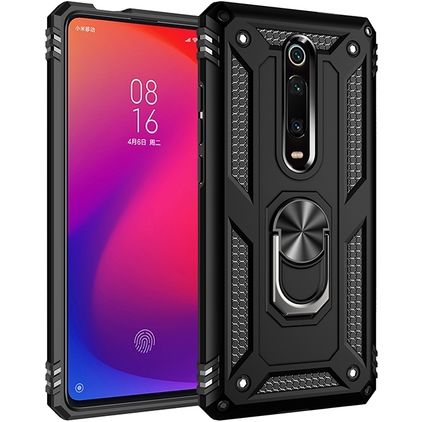 Mobigear Armor Ring Xiaomi Mi 9T Pro Hoesje Hardcase Backcover Shockproof met Ringhouder - Zwart