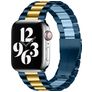 Mobigear Antwerp Stalen Apple Watch Bandje Vouwsluiting - 49/46/45/44 mm - Blauw / Goud