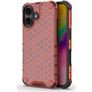 Mobigear Honeycomb iPhone 16 Hoesje Hardcase Backcover Shockproof - Rood