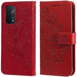 Mobigear Flowers OPPO A74 5G Hoesje Bookcase Portemonnee - Rood