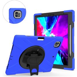 Mobigear SureGrip XGuard iPad Pro 13 Inch (2024) Hoes Hard Kunststof,Siliconen Backcover + Stylus Houder + Schouderband + Standaard - Blauw