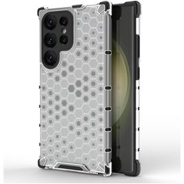 Mobigear Honeycomb Samsung Galaxy S24 Ultra Hoesje Hardcase Backcover Shockproof - Wit