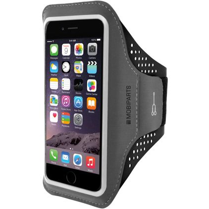 Mobiparts Comfort Fit Telefoonhouder Hardlopen iPhone 8 Plus Sport Hoesje Neopreen Sportarmband - Zwart