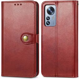 Mobigear Snap Button Xiaomi 12 Pro Hoesje Bookcase Portemonnee - Rood