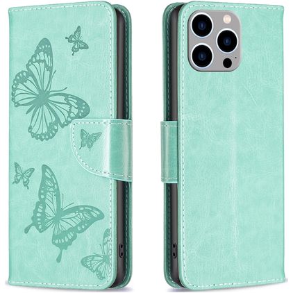 Mobigear Butterfly iPhone 15 Pro Max Hoesje Bookcase Portemonnee - Groen