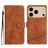 Mobigear Stitch iPhone 17 Pro Hoesje Bookcase Portemonnee - Bruin