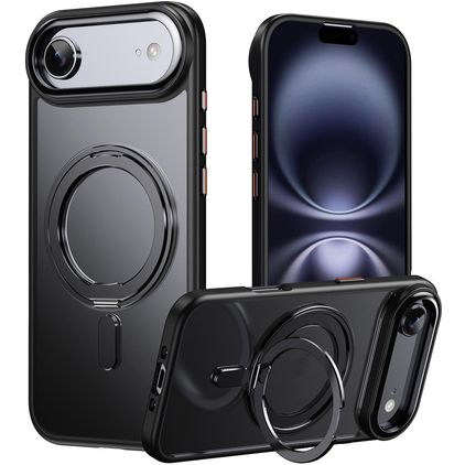 Mobigear Frosted Mag iPhone Air MagSafe Hoesje Hardcase Backcover met Standaard - Zwart