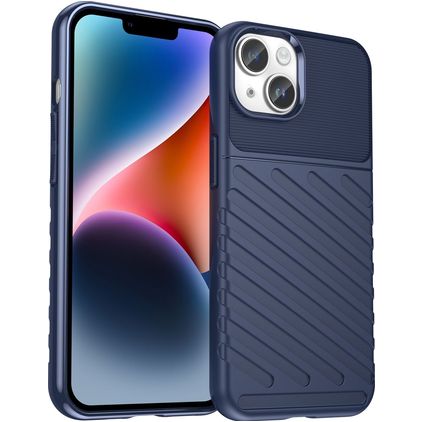 Mobigear Groove iPhone 15 Plus Hoesje Flexibel TPU Backcover - Blauw
