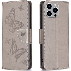 Mobigear Butterfly iPhone 15 Pro Max Hoesje Bookcase Portemonnee - Grijs
