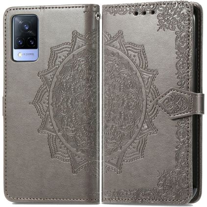 Mobigear Mandala Vivo V21 Hoesje Bookcase Portemonnee - Grijs
