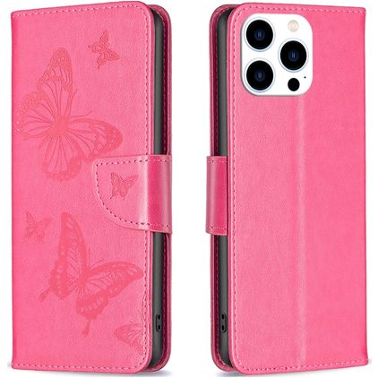 Mobigear Butterfly iPhone 16 Pro Hoesje Bookcase Portemonnee - Rood