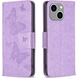 Mobigear Butterfly iPhone 15 Plus Hoesje Bookcase Portemonnee - Paars