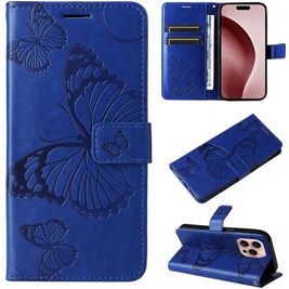 Mobigear Butterfly iPhone 16 Pro Hoesje Bookcase Portemonnee - Blauw