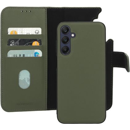 Mobiparts Samsung Galaxy A25 Hoesje Echt Leer Uitneembare 2in1 Bookcase Portemonnee - Groen