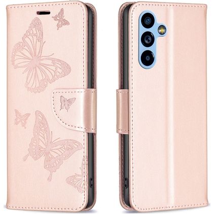 Mobigear Butterfly Samsung Galaxy A54 Hoesje Bookcase Portemonnee - Roségoud