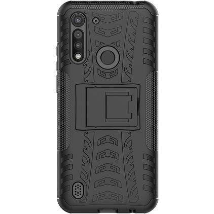 Mobigear Tire Motorola Moto G8 Power Lite Hoesje Hardcase Backcover Shockproof met Standaard - Zwart