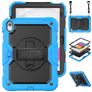 Mobigear SureGrip Xtreme iPad 11 (2025) Hoes Hard Kunststof,Siliconen Backcover + Schouderband + Standaard - Zwart / Blauw