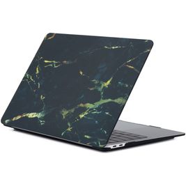 Mobigear Marble MacBook Air 13 Inch (2018-2020) Hoes Hardshell Laptopcover MacBook Case - Zwart / Bruin - Model A1932 / A2179 / A2337