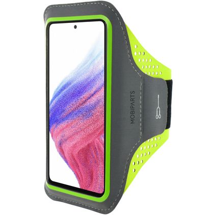 Mobiparts Comfort Fit Telefoonhouder Hardlopen Samsung Galaxy A53 Sport Hoesje Neopreen Sportarmband - Neon Green