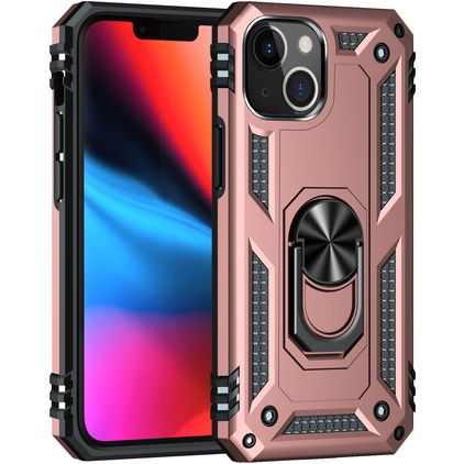 Mobigear Armor Ring iPhone 13 Mini Hoesje Hardcase Backcover Shockproof met Ringhouder - Roségoud