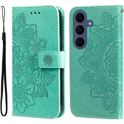 Mobigear Flowers Samsung Galaxy S26 FE Hoesje Bookcase Portemonnee - Groen