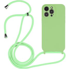 Mobigear Lanyard iPhone 14 Pro Siliconen Hoesje met koord - Groen Mobigear Lanyard iPhone 14 Pro Siliconen Hoesje met koord - Groen