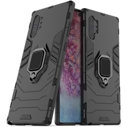 Mobigear Armor Ring Samsung Galaxy Note 10 Plus Hoesje Hardcase Backcover Shockproof met Ringhouder - Zwart