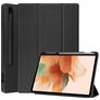 Mobigear Tri-Fold Gel Samsung Galaxy Tab S7 FE Hoes TPU,Kunstleer Bookcase + Stylus Houder - Zwart