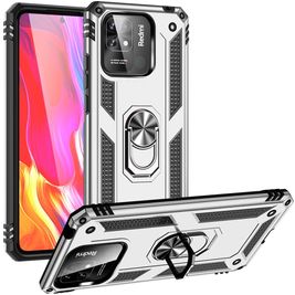 Mobigear Armor Ring Xiaomi Redmi 10C Hoesje Hardcase Backcover Shockproof met Ringhouder - Zilver