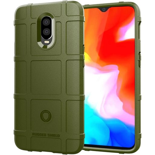 Mobigear Rugged Shield OnePlus 6T Hoesje Flexibel TPU Backcover Shockproof - Groen