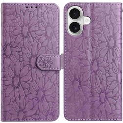Mobigear Flowers iPhone 17 Hoesje Bookcase Portemonnee - Paars