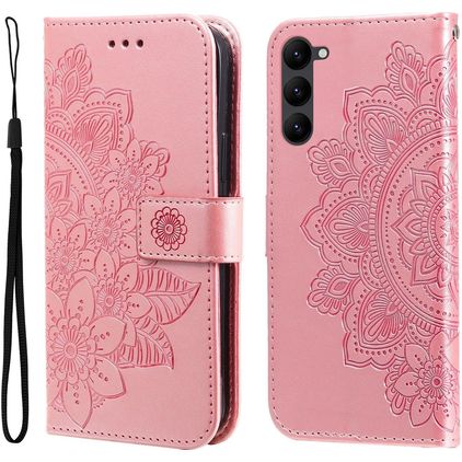 Mobigear Flowers Samsung Galaxy S23 Hoesje Bookcase Portemonnee - Magenta