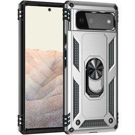 Mobigear Armor Ring Google Pixel 6 Hoesje Hardcase Backcover Shockproof met Ringhouder - Zilver