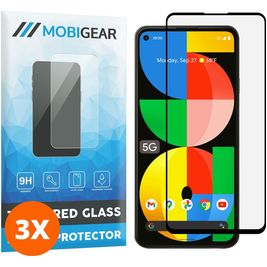Mobigear Premium Google Pixel 5a 5G Glazen Screenprotector - Case Friendly - Zwart (3-Pack)