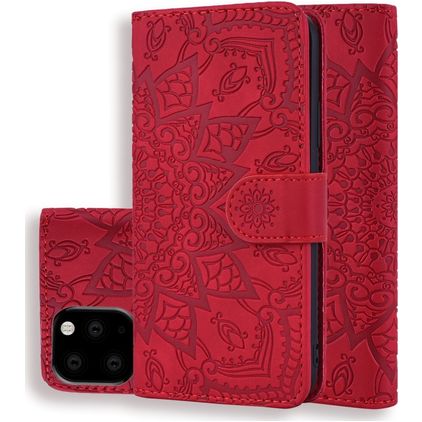 Mobigear Mandala iPhone 11 Hoesje Bookcase Portemonnee - Rood