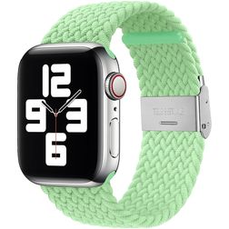 Mobigear Braided Nylon Apple Watch Bandje Klemsluiting - 42/41/40/38 mm - Lime