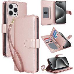 Mobigear Wallet iPhone 15 Pro Hoesje Bookcase Portemonnee - Roségoud