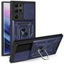 Mobigear Armor Ring Cam Slide Samsung Galaxy S22 Ultra Hoesje Hardcase Backcover Shockproof met Ringhouder - Blauw