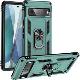 Mobigear Armor Ring Google Pixel 7 Hoesje Hardcase Backcover Shockproof met Ringhouder - Groen