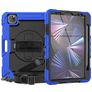 Mobigear SureGrip Xtreme iPad Pro 11 Inch (2025) Hoes Hard Kunststof,Siliconen Backcover + Stylus Houder + Schouderband + Standaard - Donkerblauw