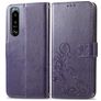 Mobigear clover Sony Xperia 5 IV Hoesje Bookcase Portemonnee - Paars