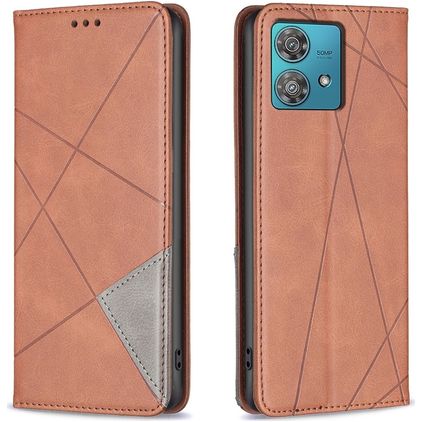 Mobigear Rhombus Slim Motorola Edge 40 Neo Hoesje Bookcase - Bruin