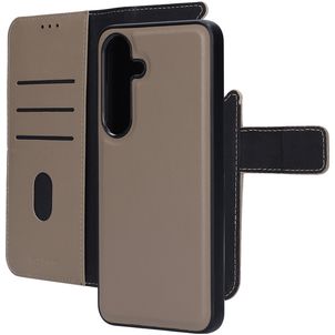 Mobiparts Samsung Galaxy S25 Hoesje Echt Leer Uitneembare 2in1 Bookcase Portemonnee - Taupe