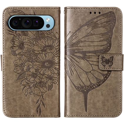 Mobigear Butterfly Google Pixel 9 Hoesje Bookcase Portemonnee - Grijs