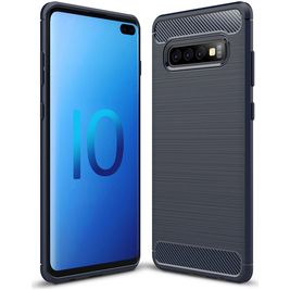 Mobigear Brushed Slim Samsung Galaxy S10 Plus Hoesje Flexibel TPU Backcover - Blauw Mobigear Brushed Slim Samsung Galaxy S10 Plus Hoesje Flexibel TPU Backcover - Blauw